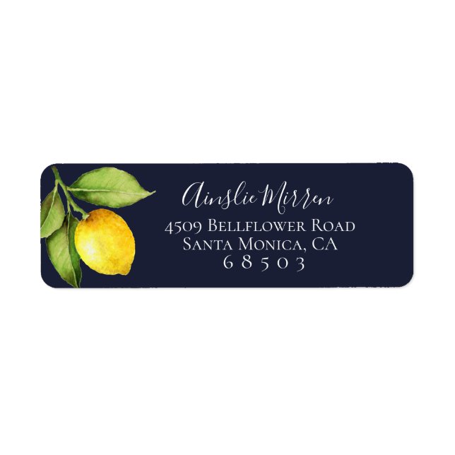 Citrus Orchard Return navy Blue Address Labels (Front)