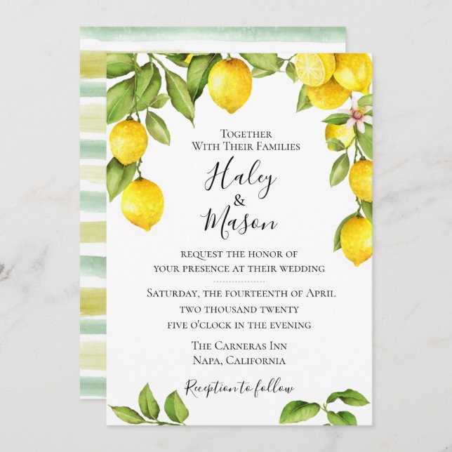 Citrus Orchard Wedding Invitation (Front/Back)