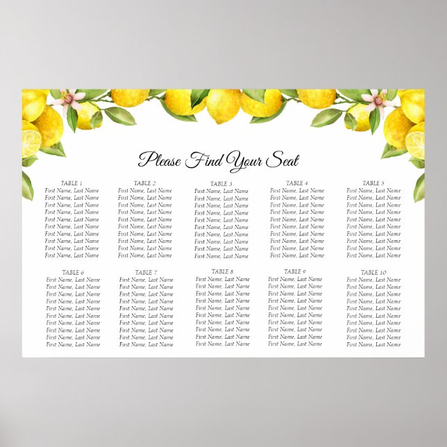 Citrus Orchard Wedding Seating Chart (Front)