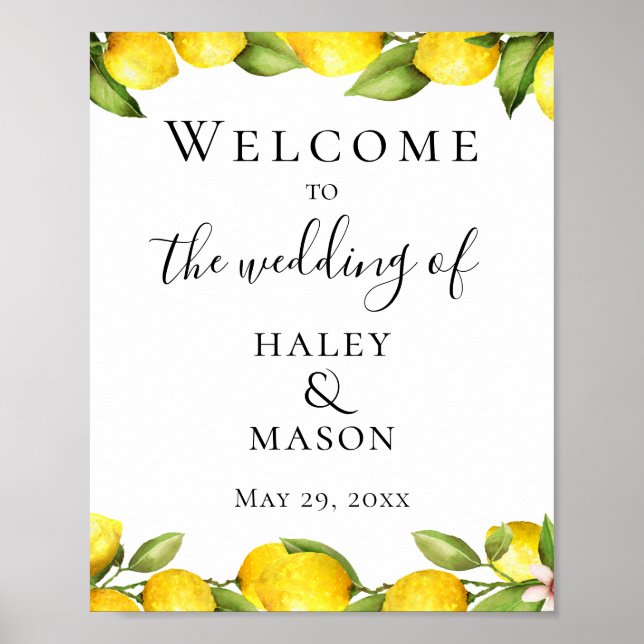 Citrus Orchard Wedding Welcome Poster (Front)