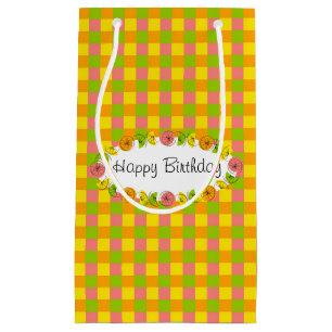 Citrus Oval Check Birthday gift bag small