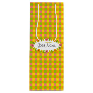 Citrus Oval Check Name gift bag wine