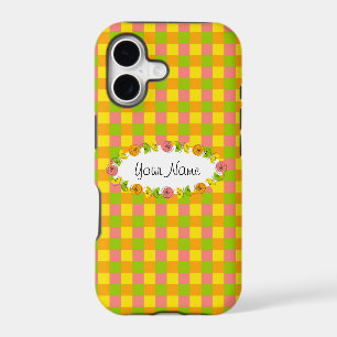 Citrus Oval Check Name iPhone case