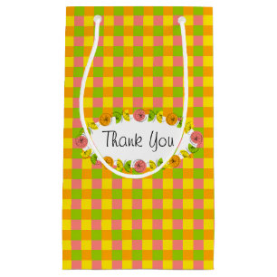 Citrus Oval Check Thank You gift bag small