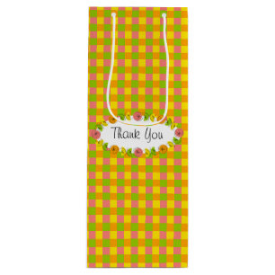 Citrus Oval Check Thank You gift bag wine