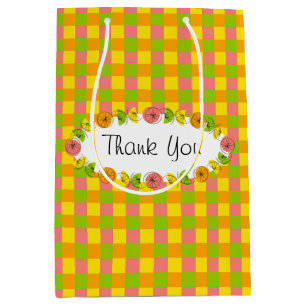 Citrus Oval Check Thank You medium Gift Bag