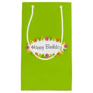Citrus Oval Green Birthday gift bag small