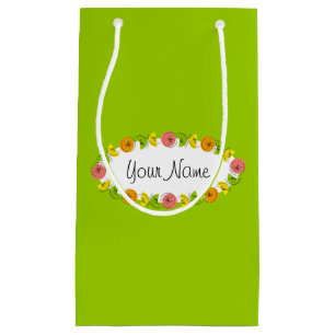 Citrus Oval Green Name gift bag small