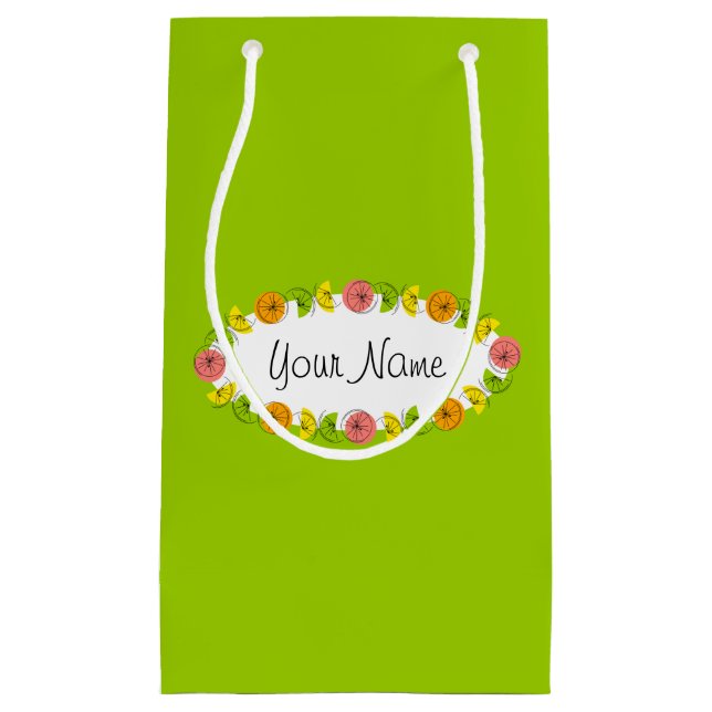 Citrus Oval Green Name gift bag small (Front)