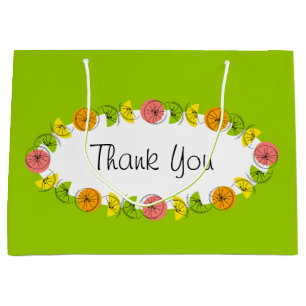 Citrus Oval Green Thank You large Large Gift Bag
