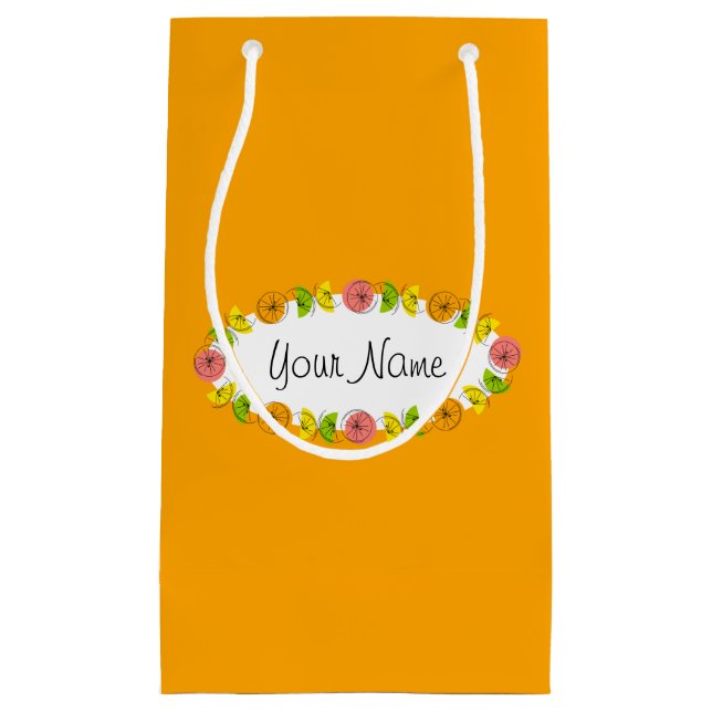 Citrus Oval Orange Name gift bag small (Front)
