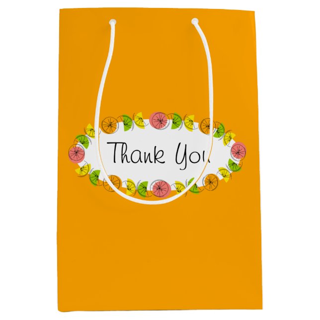 Citrus Oval Orange Thank You gift bag medium (Front)