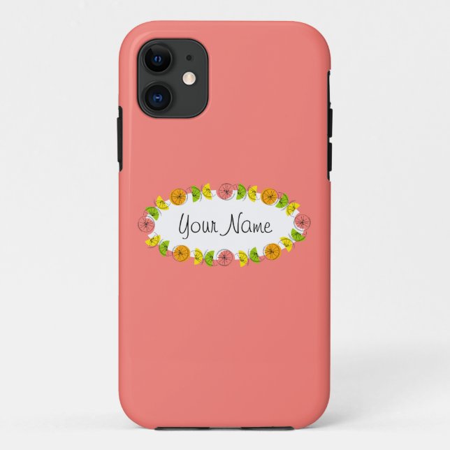 Citrus Oval Pink Name iPhone case (Back)