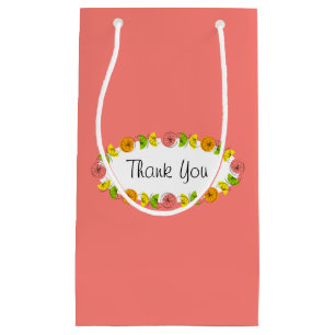 Citrus Oval Pink Thank You gift bag small