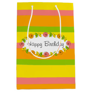 Citrus Oval Stripe Classic Birthday medium Gift Bag