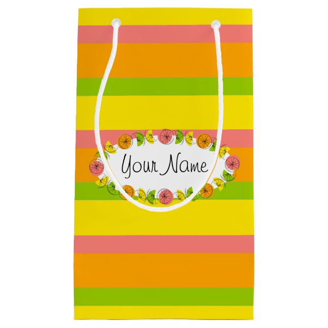 Citrus Oval Stripe Classic Name gift bag small (Front)