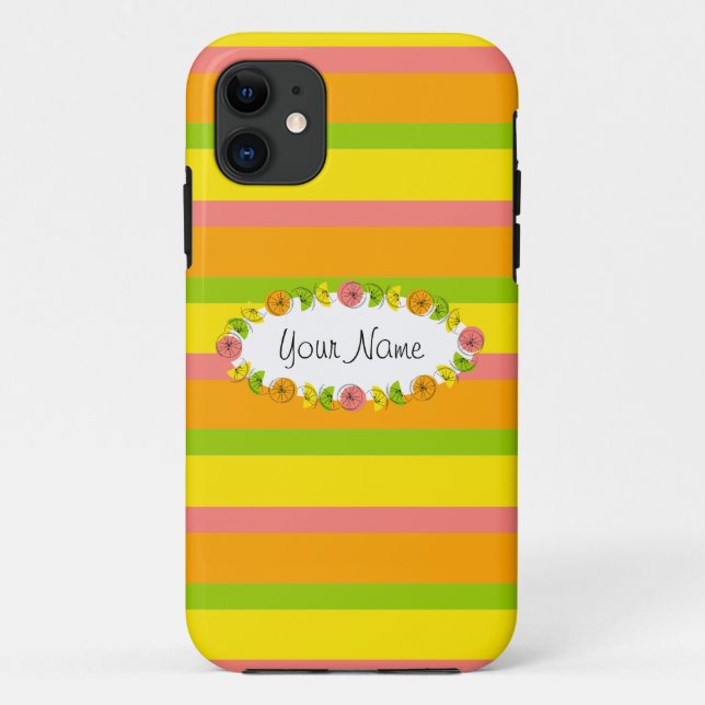Citrus Oval Stripe Classic Name iPhone case (Back)