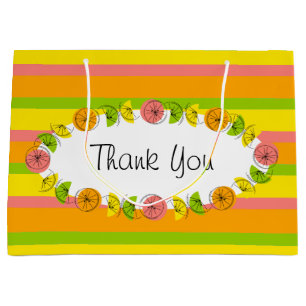 Citrus Oval Stripe Classic Thank You large Large Gift Bag