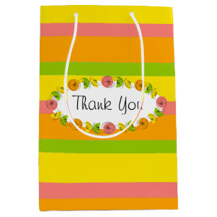 Citrus Oval Stripe Classic Thank You medium Gift Bag