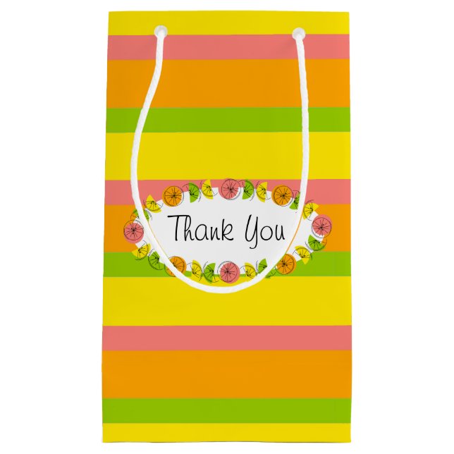 Citrus Oval Stripe Classic Thank You small Small Gift Bag (Front)