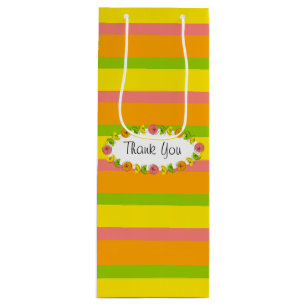 Citrus Oval Stripe Classic Thank You wine Gift Bag