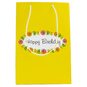 Citrus Oval Yellow Birthday gift bag medium