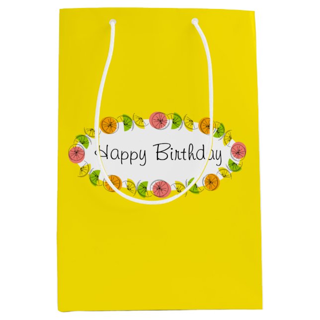 Citrus Oval Yellow Birthday gift bag medium (Front)