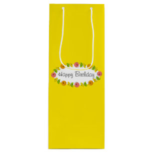 Citrus Oval Yellow Birthday gift bag wine