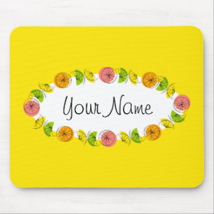 Citrus Oval Yellow mouse pad