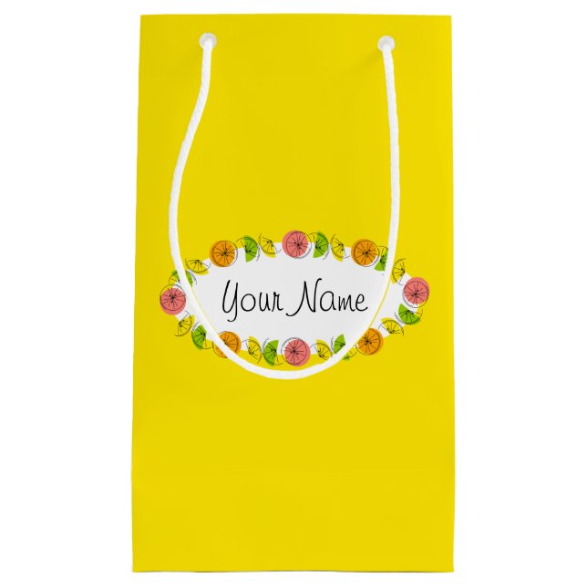 Citrus Oval Yellow Name gift bag small (Front)