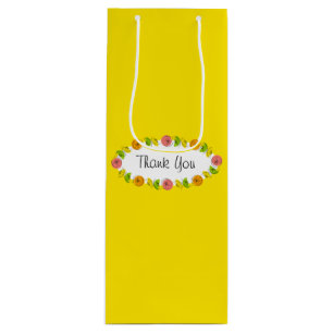 Citrus Oval Yellow Thank You gift bag wine