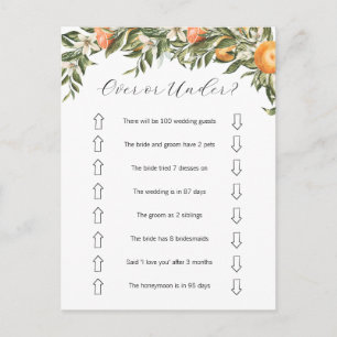 Citrus Over or Under Bridal Shower Game Postcard