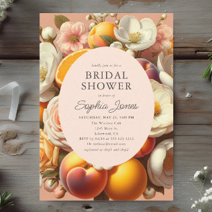 Citrus Pastel Blooms Peach CottagecoreInvitation Invitation