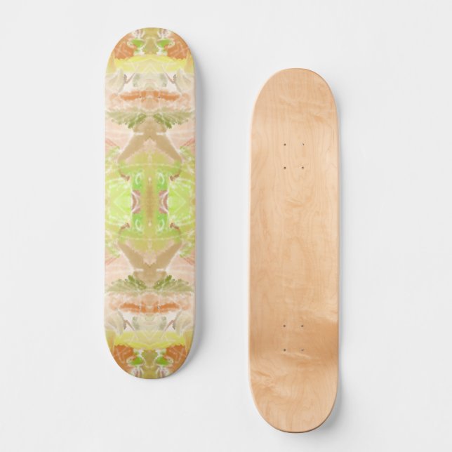 Citrus Pastel Designer Print Repeat Pattern Skateboard (Front)