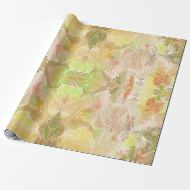 Citrus Pastel Designer Print Repeat Pattern Wrapping Paper (Unrolled)