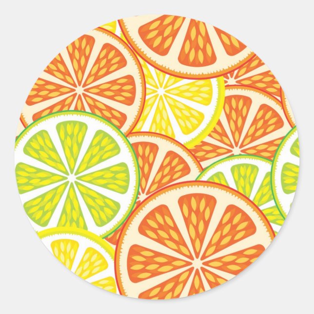 Citrus Pattern 2 Classic Round Sticker (Front)