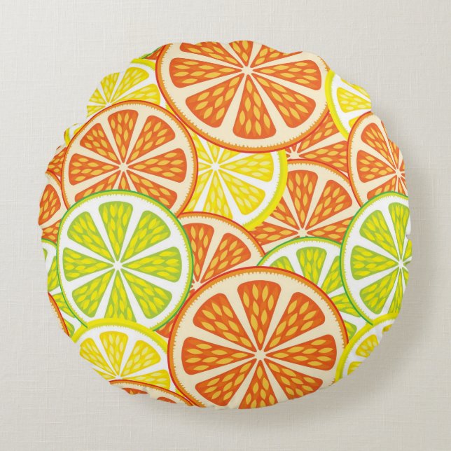 Citrus Pattern 2 Round Cushion (Front)