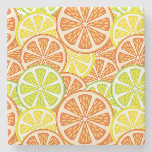 Citrus Pattern 2 Stone Coaster (Front)