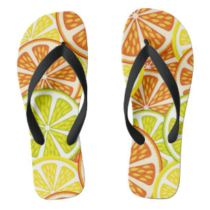 Citrus pattern flip flops