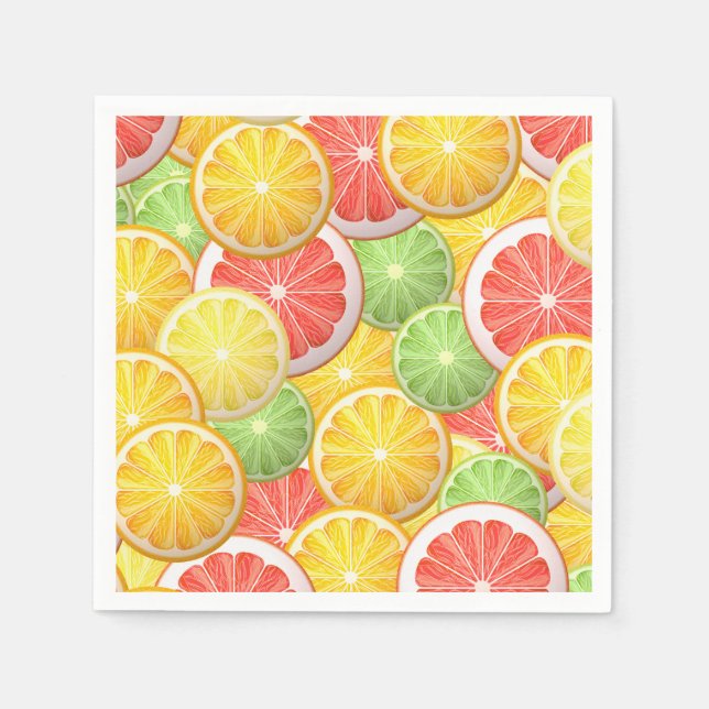 Citrus pattern - grapefruit, lemon, lime, orange napkin (Front)