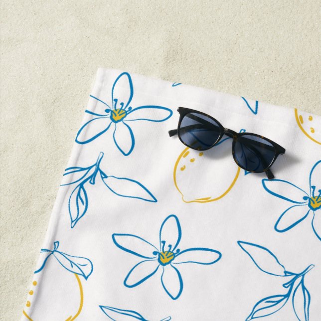 Citrus Pattern Hand Drawn - Beach Towel (In Situ)