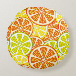 Citrus pattern round cushion