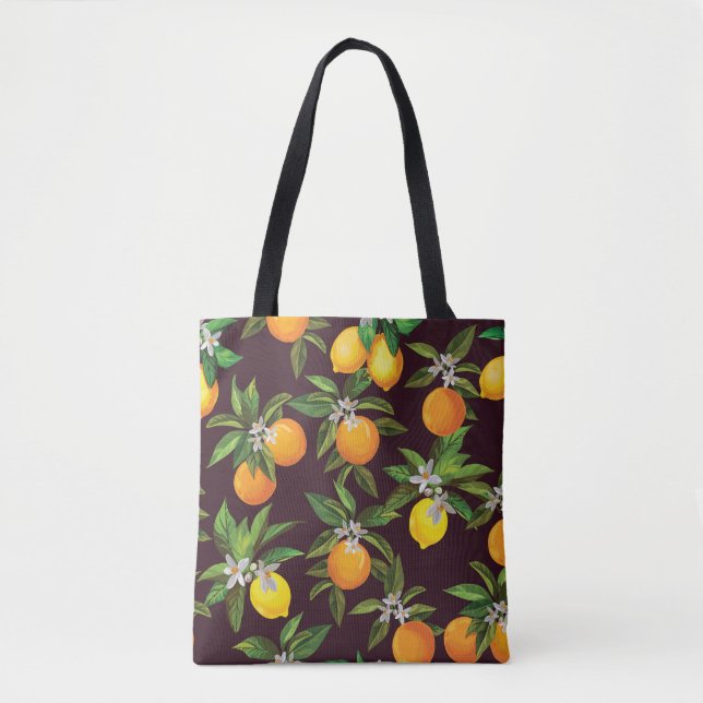 Citrus Pattern, Vintage Lemons Oranges. Tote Bag (Front)