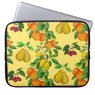 Citrus, pear, cherry: watercolor print. laptop sleeve