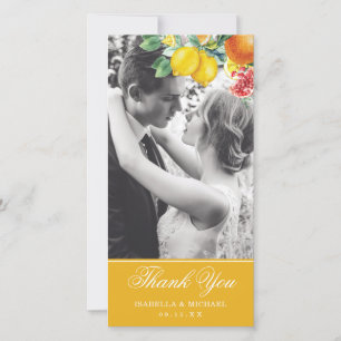 Citrus Photo Botanical Wedding Thank You Card