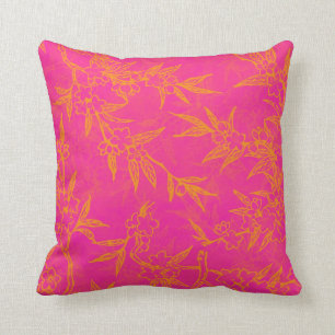 Citrus Pink and Orange Flowers Cushion
