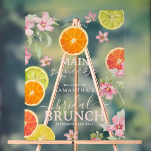 Citrus Pink Main Squeeze Bridal Shower Brunch Acrylic Sign