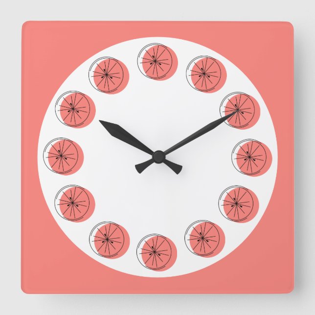 Citrus Pink Multi clock square (Front)