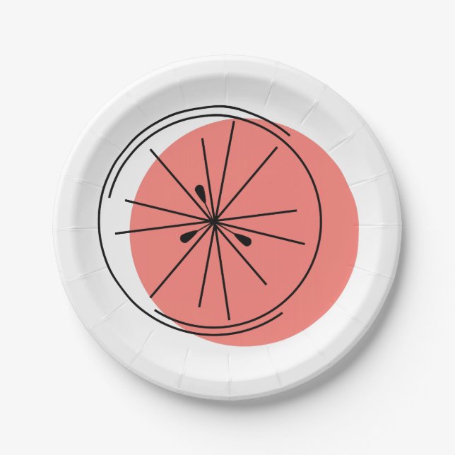 Citrus Pink Paper Plate (Front)