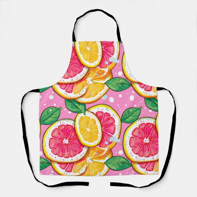 Citrus Pink Polka Dot  Apron (Front)